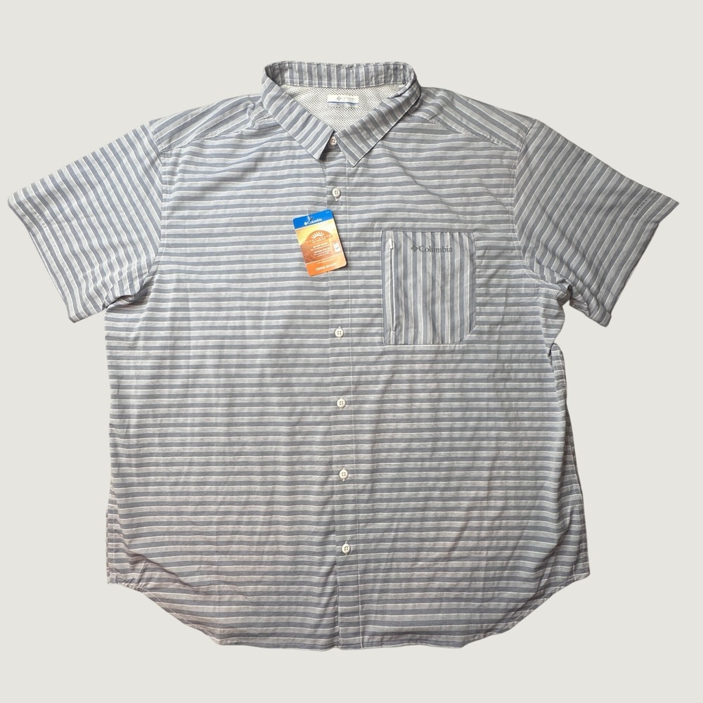 Columbia Shirt Mens XXL Abernathy Creek Blue Striped Button-Down NEW